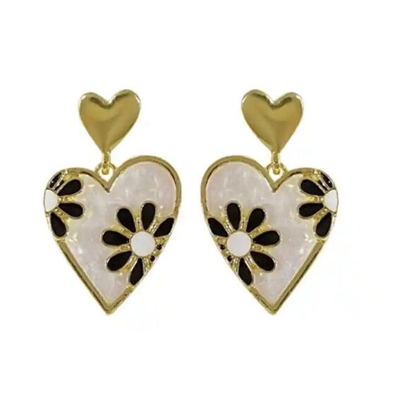 Double heart dangle earrings N282 - Picture 1 of 5